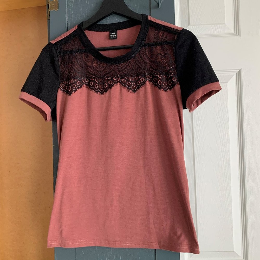 NEW Shein Cotton and Lace Tee